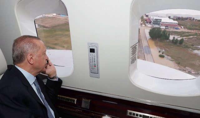 Cumhurbaşkanı Erdoğan havadan inceledi