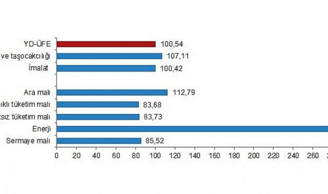 Yurt dışı üretici fiyat endeksi (YD-ÜFE) yıllık 100,54, aylık 6,51 arttı