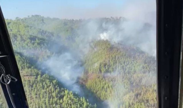 Antalya Alanya'da orman yangınına müdahale sürüyor