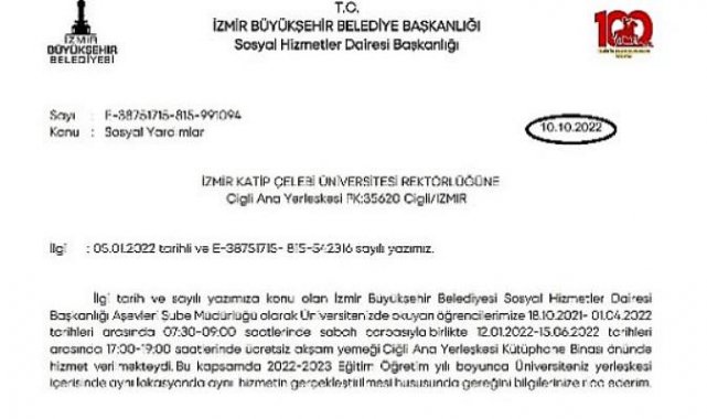 İzmir Büyükşehir Belediyesi Üniversitelilere yemek dağıtımı hakkında açıklama