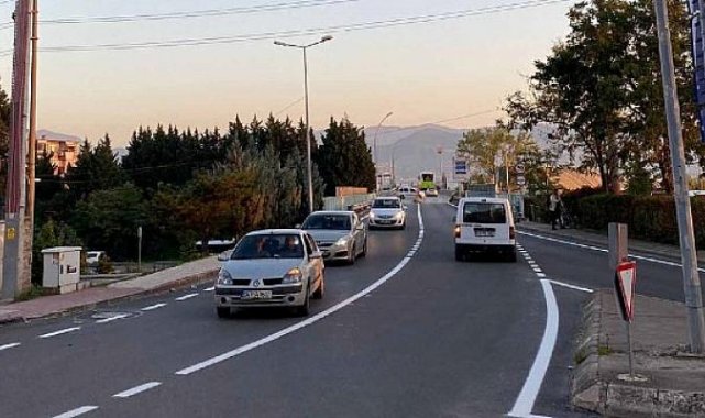 Kuruçeşme'de asfaltlamanın ardından yol çizgileri çekildi