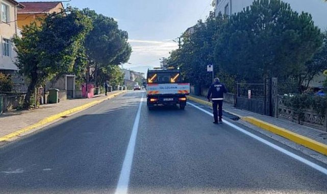 Körfez Abdülhamid Han Caddesi'nde yol çizgileri çekildi