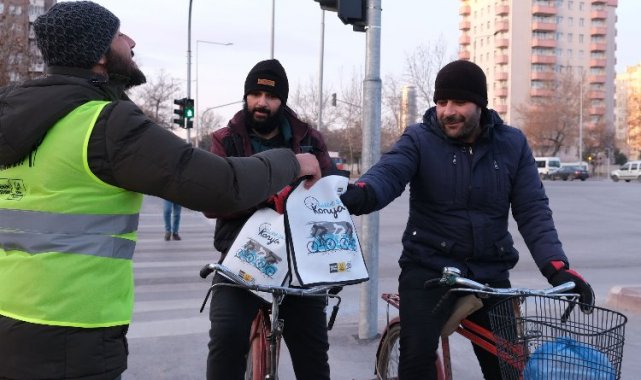 Konya'da "Dünya Kışın Bisikletle İşe Gitme Günü" etkinliği