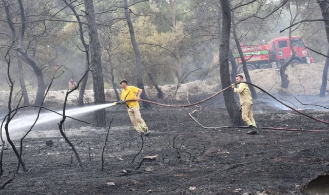Manisa İtfaiyesi'nin yangın mücadelesi sürüyor