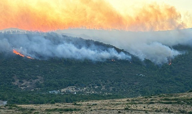 İzmir Büyükşehir Belediyesi İtfaiye ekipleri gece gündüz demeden alevlerin arasında