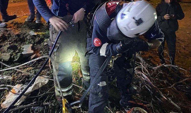 İtfaiye ekipleri buzağıyı düştüğü kuyudan çıkardı