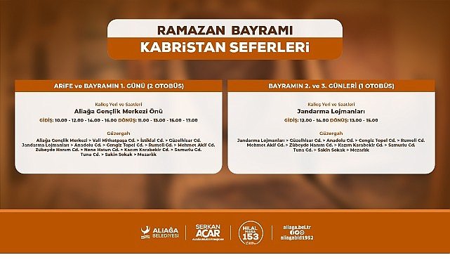 Aliağa Belediyesi'nden Ramazan Bayramında Kabristana Ücretsiz Ulaşım