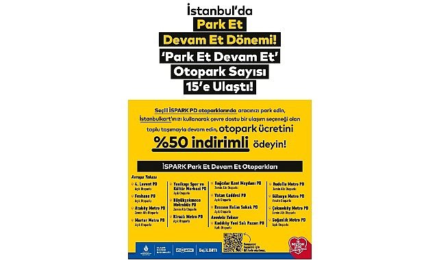 İstanbul'da Park Et Devam Et Otopark Sayısı 15'e Ulaştı