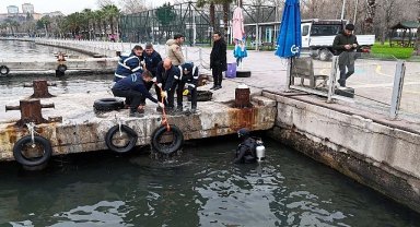 Körfez'de deniz dibi araç lastiğinden temizlendi
