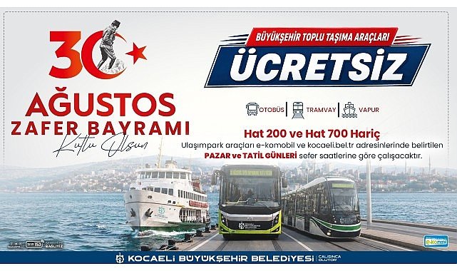 Zafer Bayramı'nda Kocaeli'de ulaşım ücretsiz