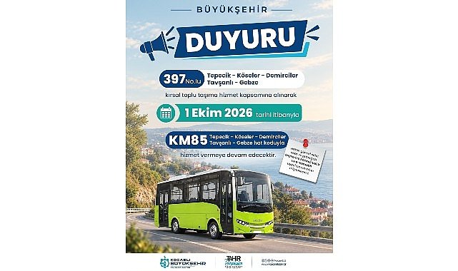 397 No'lu hat KM85 olarak sefer yapacak